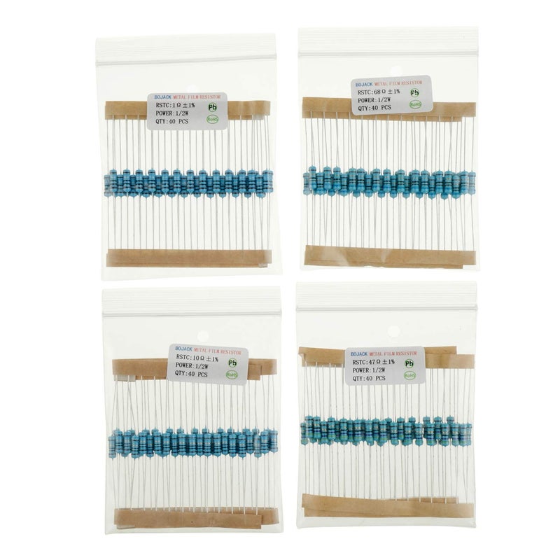 BOJACK 1000 Pcs 25 Values Resistor Kit 1 Ohm-1M Ohm with 1% 1/2W Metal Film Resistors Assortment - Image 4